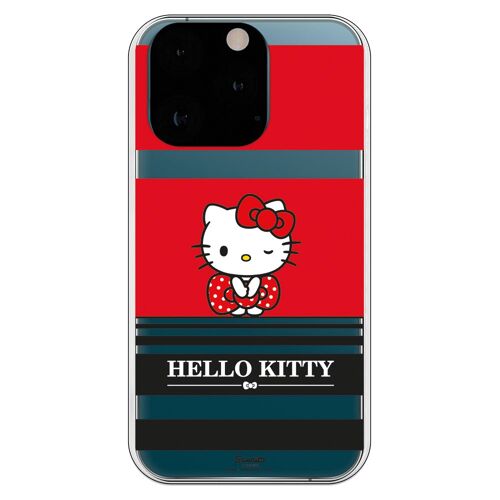 Carcasa iPhone 13 Pro - Hello Kitty Franjas Rojas y Negras