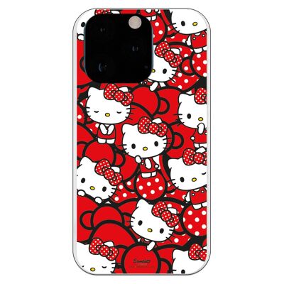 Carcasa iPhone 13 Pro - Hello Kitty Lazos Rojos y Topos