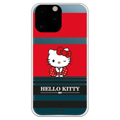 Carcasa iPhone 13 Pro Max - Hello Kitty Franjas Rojas y Negras