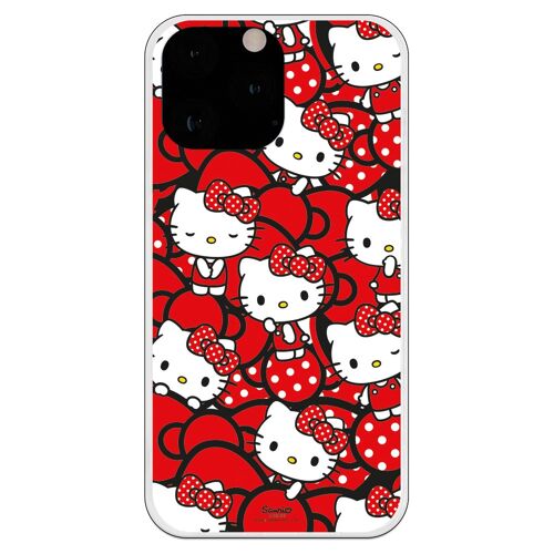 Carcasa iPhone 13 Pro Max - Hello Kitty Lazos Rojos y Topos