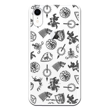 Coque pour iPhone XR - GOT Motif Maisons Gris 1