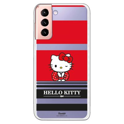 Carcasa Samsung Galaxy S21 - S30 - Hello Kitty Franjas Rojas y Negras