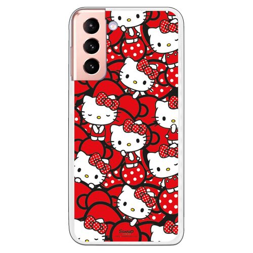 Carcasa Samsung Galaxy S21 - S30 - Hello Kitty Lazos Rojos y Topos