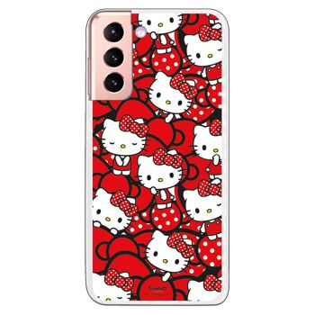 Coque Samsung Galaxy S21 - S30 - Hello Kitty Nœuds Rouges et Pois 1