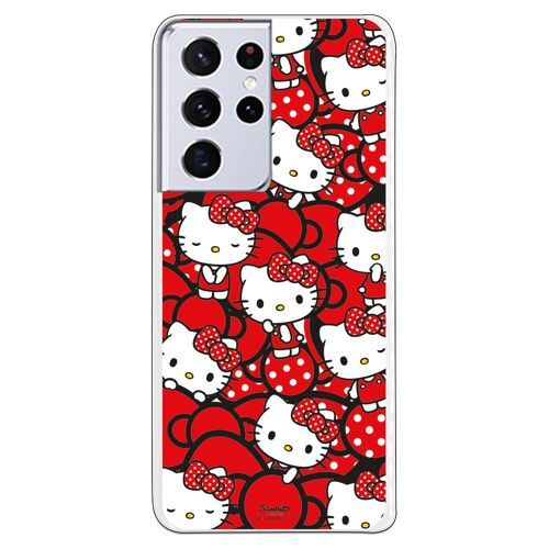 Carcasa Samsung Galaxy S21 Ultra - S30 Ultra - Hello Kitty Lazos Rojos y Topos