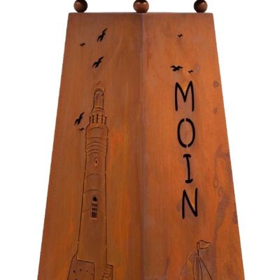 Deko Säule Moin mit Leuchtturm und tiefer Pflanzschale 35 x 35 cm