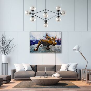 New Golden Charging bull - 16x24" (40x60cm) - Floating (Black) 3