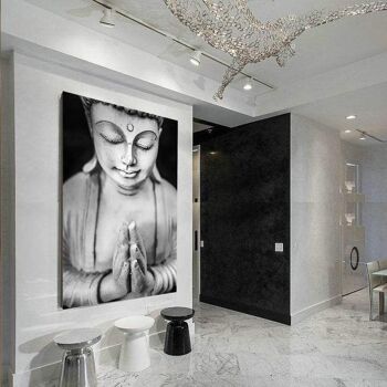 Buddha wall art - 12x16" (30x40cm) - Floating (Black) 4