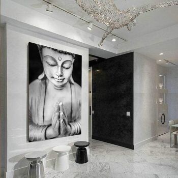 Buddha wall art - 30x40" (75x100cm) - Floating (Black) 4