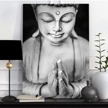 Buddha wall art - 30x40" (75x100cm) - Floating (Black) 3