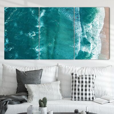 Aerial dark blue waves - 5 panels: 24x60"(60x150cm)