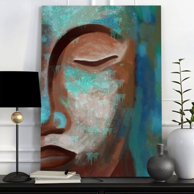 Abstraktes Buddha-Gesicht - 16x24" (40x60cm) - Schwebend (Schwarz)