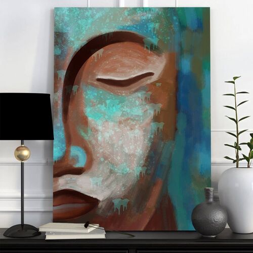 Abstract Buddha face - 24x36" (60x90cm) - Floating (Black)