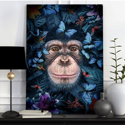 Tropischer Schimpanse – 12 x 16" (30 x 40 cm) – ohne Rahmen
