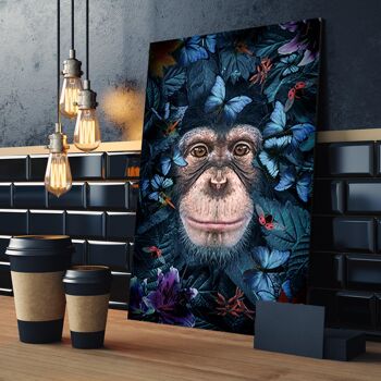 Tropical Chimpanzee - 12x16" (30x40cm) - Floating (Black) 2