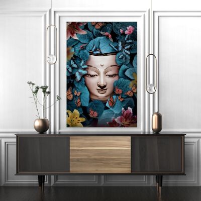 Buddha tropicale - 12x16" (30x40 cm) - Galleggiante (nero)