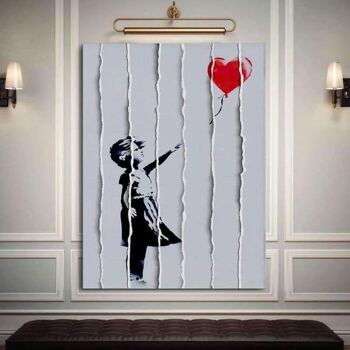 Banksy “Girl with Balloon” in Strips - 12x16" (30x40cm) - No Frame 1