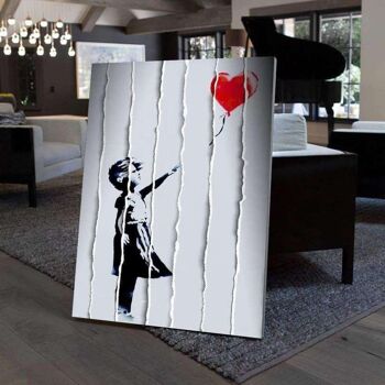 Banksy “Girl with Balloon” in Strips - 16x24" (40x60cm) - Floating (Black) 3