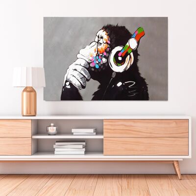 Banksy DJ Monkey Gorilla Chimp - 3 pannelli: 24x36"(60x90cm)