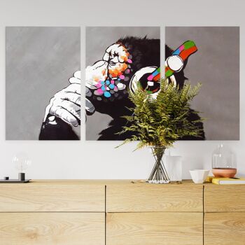 Banksy DJ Monkey Gorilla Chimp - 3 panels: 24x36"(60x90cm) 3