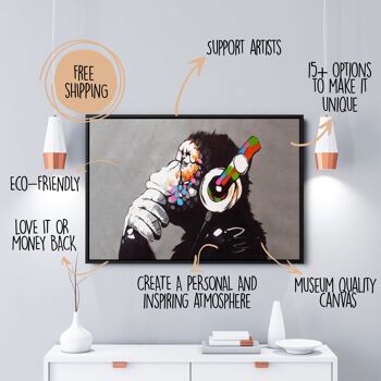 Banksy DJ Monkey Gorilla Chimp - 3 panels: 24x48"(60x120cm) 2