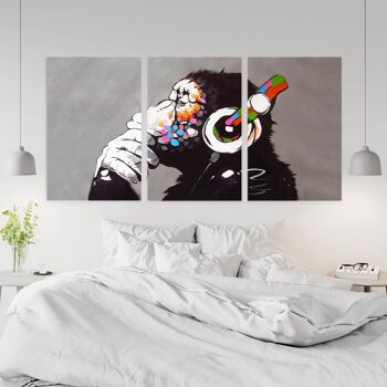 Banksy DJ Monkey Gorilla Chimp - 3 panels: 24x48"(60x120cm) 4