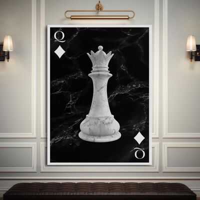 Chess Queen - 12x16" (30x40cm) - Floating (Black)