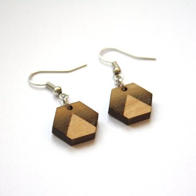 Hexagon geometric triangle pattern earrings, silver clip