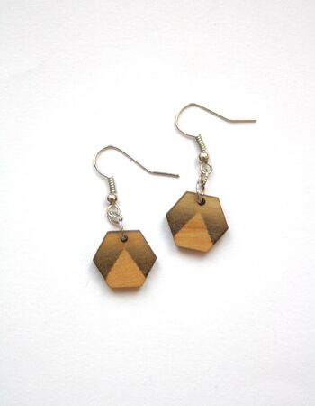 Boucles d’oreilles géométriques hexagone motif triangle, attache argentée 5