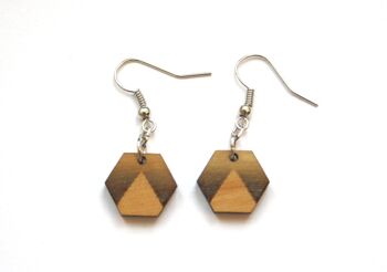 Boucles d’oreilles géométriques hexagone motif triangle, attache argentée 6
