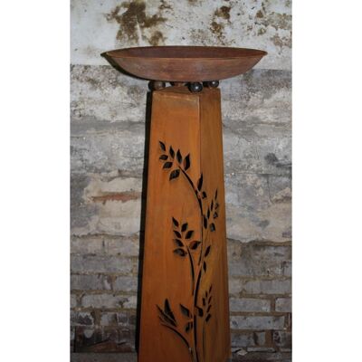 Décoration de jardin vintage - colonne décorative Rosali avec bol amovible | Motif de vrille patiné