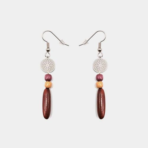 Boucles d'oreilles bois rosace Malou