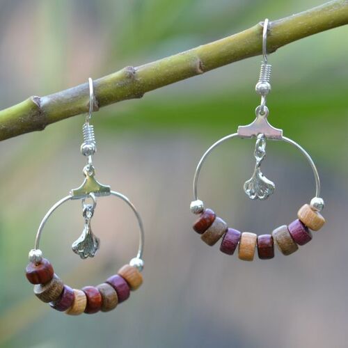 Boucles d'oreilles bois ginkgo Kim