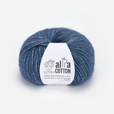 Alpa Cotton, filato soffiato in fine alpaca e cotone makò, Blue Banana
