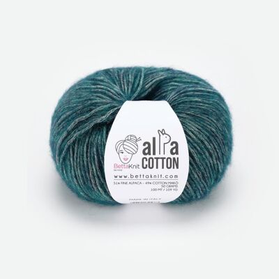 Alpa Cotton, filato soffiato in fine alpaca e cotone makò, Spirulina