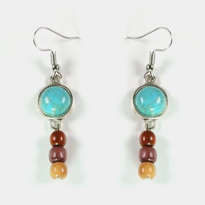 Turquoise earrings and Maissa wood