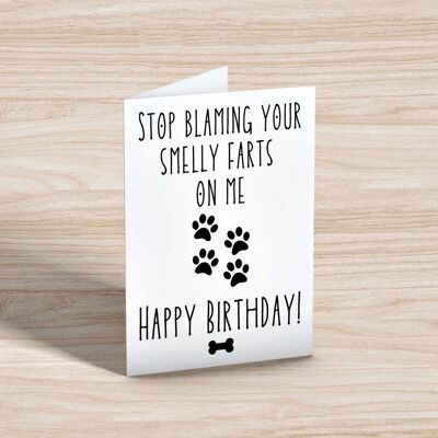 Geburtstagskarte vom Hund, lustige Furz-Grußkarte