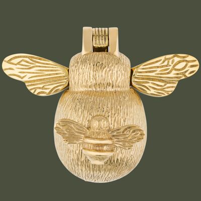 Brass Bee and Mini Bee Door Knocker - Brass Finish