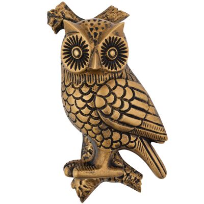 Heurtoir de porte chouette abeille en laiton - finition héritage