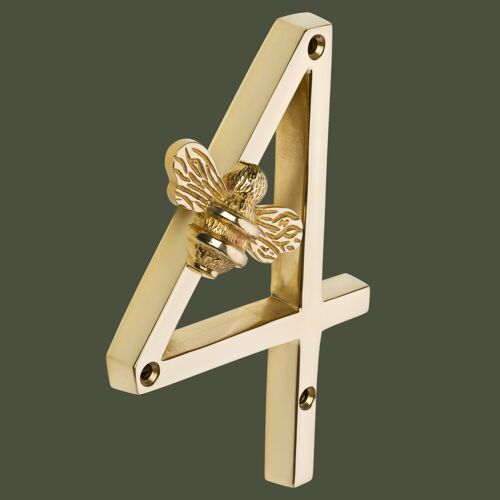 Brass bee Premium House Numbers with Bee in Brass Finish 0-9