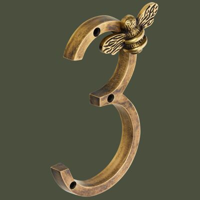 Brass bee Premium House Numbers with Bee in Heritage Finish 0-9
