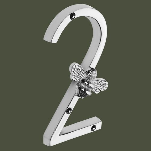 Brass bee Premium House Numbers with Bee in Nickel Finish 0-9