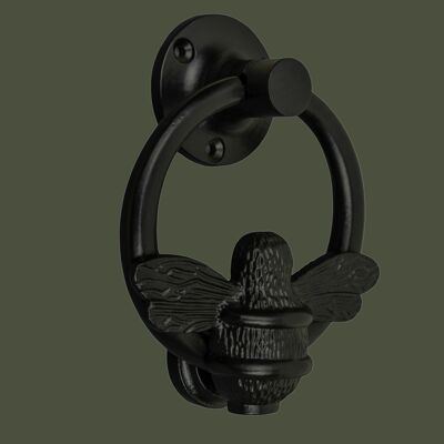 Brass Bumble Bee Ring Door Knocker - Black Finish