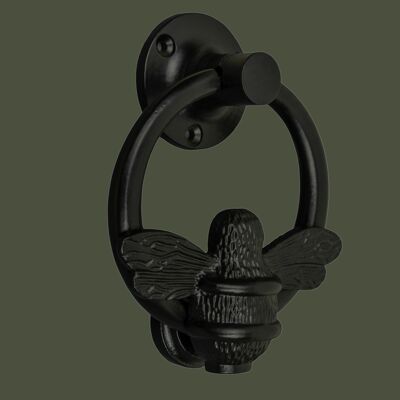 Heurtoir de porte en forme d'anneau de bourdon en laiton - finition noire