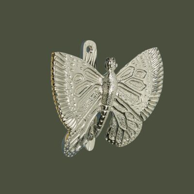 Schmetterlings-Türklopfer aus Messing – Nickel-Finish