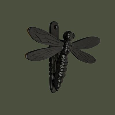 Aldaba de latón con forma de libélula - Acabado en negro
