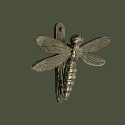 Brass Dragonfly Door Knocker - Pewter Finish
