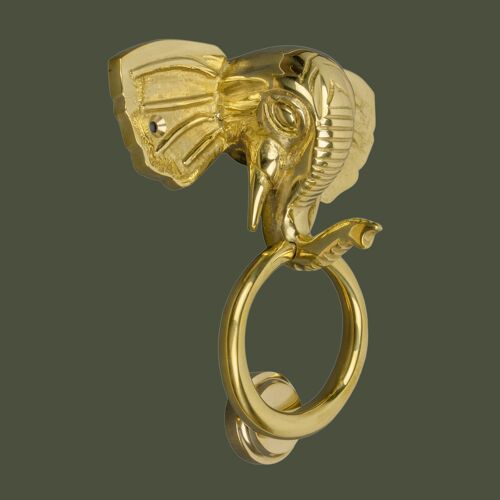 Brass Elephant Door Knocker - Brass Finish