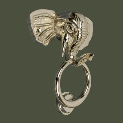 Brass Elephant Door Knocker - Nickel Finish