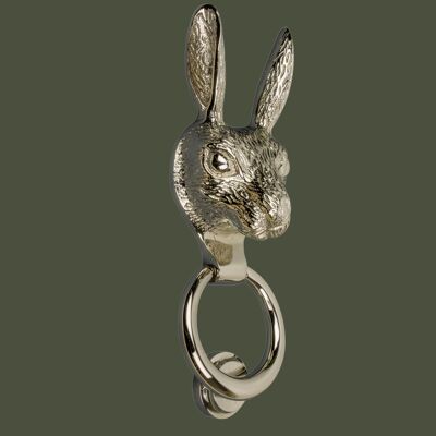 Brass Hare Door Knocker - Nickel Finish